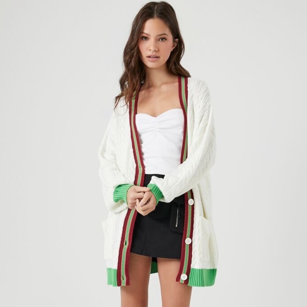 Varsity-Striped Cardigan Sweater